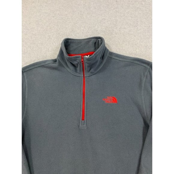 The North Face 1/4 Zip Fleece Pullover Shirt (Men's‎ Medium) Gray/Red - Picture 2 of 12